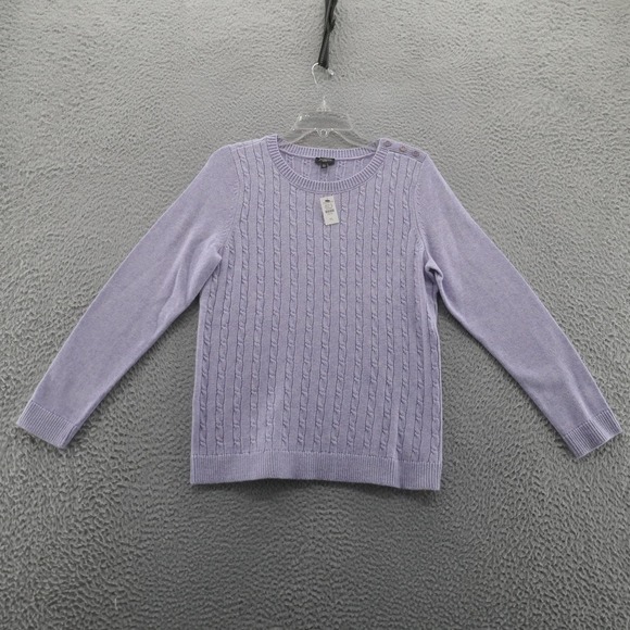 NWT Talbots Soft Cable Knit Crewneck Sweater Large Petite Purple Womens L-Sleeve - Picture 1 of 13